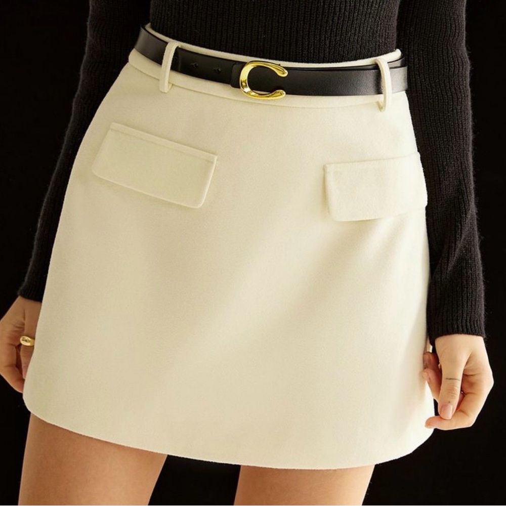 Woven Fabric Mini Skirt with Pocket Flap Detail